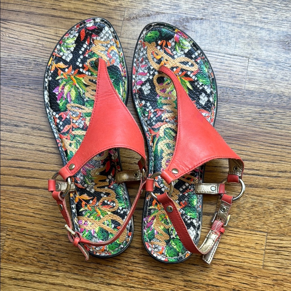 Sam Edelman Red and Multicolor Patterned Sandals - Picture 2 of 5